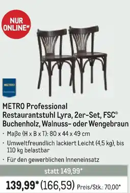 METRO METRO Professional Restaurantstuhl Lyra, 2er-Set, FSC® Buchenholz, Walnuss- oder Wengebraun Angebot
