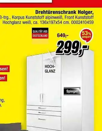 Opti Wohnwelt Drehtürenschrank Holger Angebot