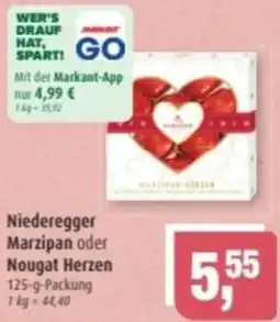 Markant Niederegger Marzipan oder Nougat Herzen Angebot