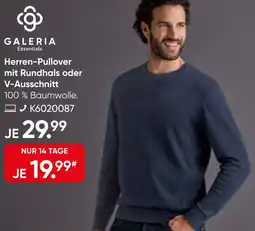 Galeria GALERIA Essentials Herren-Pullover mit Rundhals oder V-Ausschnitt Angebot