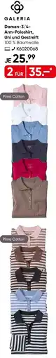 Galeria GALERIA Damen-3/4 Arm-Poloshirt, Uni und Gestreift Angebot