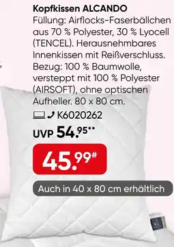 Galeria Billerbeck Kopfkissen ALCANDO Angebot