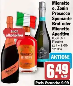 AEZ Mionetto o. Zonin Prosecco Spumante Brut oder Mionetto Aperitivo Angebot