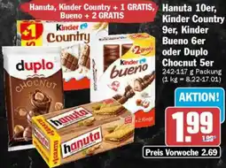 AEZ Hanuta 10er, Kinder Country 9er, Kinder Bueno 6er oder Duplo Chocnut 5er Angebot