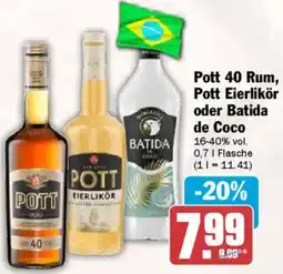 AEZ Pott 40 Rum, Pott Eierlikör oder Batida de Coco Angebot