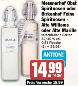 AEZ Messnerhof Obst Spirituosen oder Birkenhof Feine Spirituosen Alte Williams oder Alte Marille Angebot