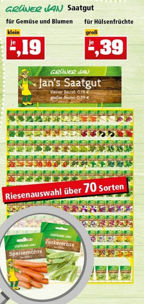 Gruner Jan Saatgut fur Gemuse u. Blumen klein Angebot bei Thomas Philipps