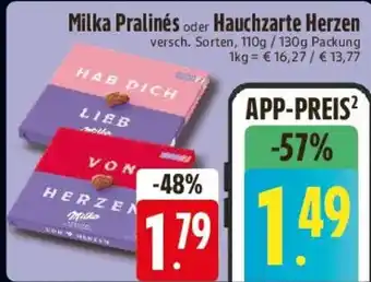 Milka Pralinés oder Hauchzarte Herzen