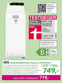 EP AEG Waschvollautomat Toplader LTR7EP1ECO Angebot
