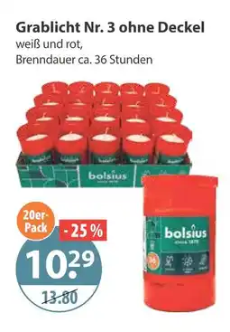 V Markt Bolsius grablicht nr. 3 ohne deckel Angebot
