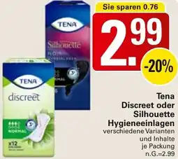WEZ Tena Discreet oder Silhouette Hygieneeinlagen Angebot