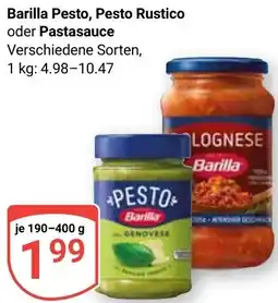 Globus Barilla Pesto, Pesto Rustico oder Pastasauce Angebot
