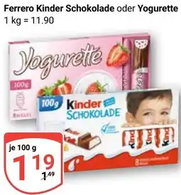 Globus Ferrero Kinder Schokolade oder Yogurette Angebot