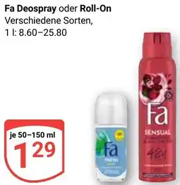 Globus Fa Deospray oder Roll-On Angebot
