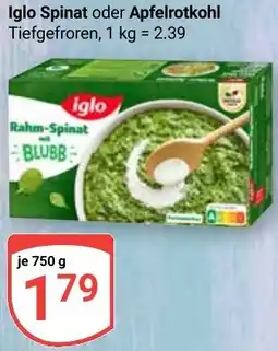 Globus Iglo Spinat oder Apfelrotkohl Angebot