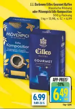 diska J.J. Darboven Eilles Gourmet Kaffee Klassische Röstung oder Mövenpick Edle Komposition Angebot
