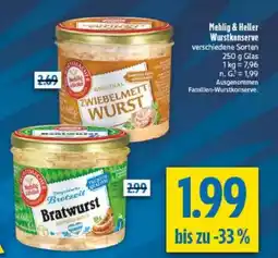 diska Mehlig & Heller Wurstkonserve Angebot