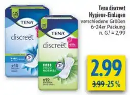 diska Tena discreet Hygiene-Einlagen Angebot