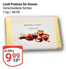 Globus Lindt Pralinés für Kenner Angebot