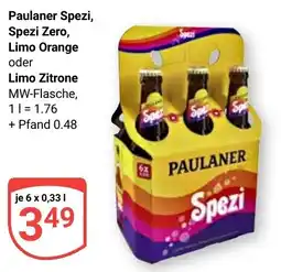 Globus Paulaner Spezi, Spezi Zero, Limo Orange oder Limo Zitrone Angebot
