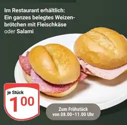 Globus Ein ganzes belegtes Weizenbrötchen mit Fleischkäse oder Salami Angebot
