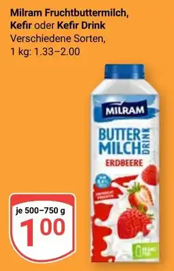 Globus Milram Fruchtbuttermilch, Kefir oder Kefir Drink Angebot