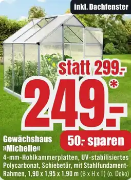 B1 Discount Baumarkt Gewächshaus >>Michelle<< Angebot