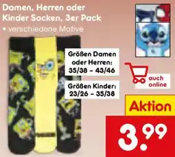 Netto Marken-Discount Damen, Herren oder Kinder Socken, 3er Pack Angebot