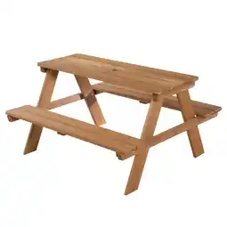 Netto Marken-Discount Kindersitzgruppe 'Outdoor+', wetterfeste Sitzgarnitur 'Picknick for 4', Massivholz, Teak-Optik Angebot