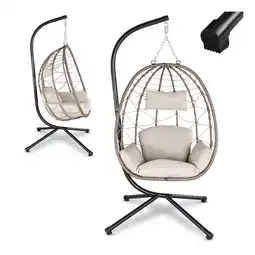Netto Marken-Discount Juskys Korb-Hängesessel Aria faltbar & höhenverstellbar mit Eisengestell bis 130 kg Beige Angebot