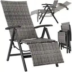 Netto Marken-Discount tectake Rattanstuhl, mit Aluminiumgestell, wetterfest und UV-beständig, 58 x 77 x 113 cm Angebot