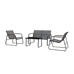 Netto Marken-Discount Juskys Gartenmöbelset Genua 4-tlg. – Outdoor Sitzgruppe in Anthrazit - aus Metall mit Armlehnen Angebot