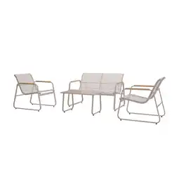 Netto Marken-Discount Juskys Gartenmöbelset Genua 4-tlg. – Outdoor Sitzgruppe in Sand - aus Metall mit Armlehnen Angebot