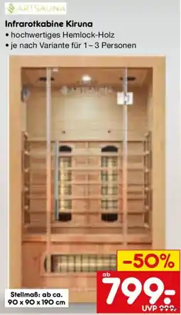 Netto Marken-Discount ARTSAUNA Infrarotkabine Kiruna Angebot