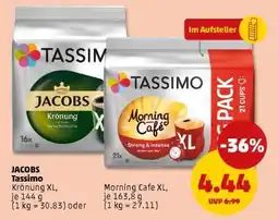 PENNY JACOBS Tassimo Krönung XL, je 144 g (1 kg = 30.83) oder Morning Cafe XL, je 163,8 g (1 kg = 27.11) Angebot