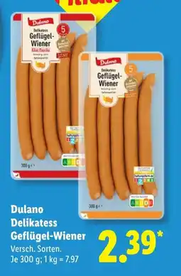 Lidl Dulano Delikatess Geflügel-Wiener Angebot