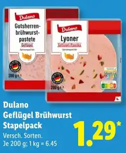Lidl Dulano Geflügel Brühwurst Stapelpack Angebot