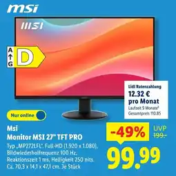 Lidl Msi Monitor MSI 27" TFT PRO Angebot