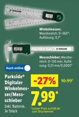 Lidl Parkside Digitaler Winkelmes- ser/Mess schieber Angebot