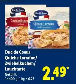 Lidl Duc de Coeur Quiche Lorraine/ Zwiebelkuchen/ Lauchtarte Angebot