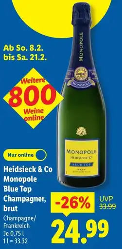 Lidl Heidsieck & Co Monopole Blue Top Champagner, brut Angebot