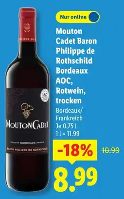 Lidl Mouton Cadet Baron Philippe de Rothschild Bordeaux AOC, Bordeaux AOC, Rotwein, trocken Angebot