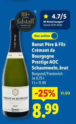 Lidl Bonot Père & Fils Crémant de Bourgogne Prestige AOC Schaumwein, brut Angebot