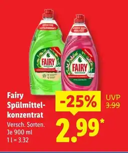Lidl Fairy Spülmittel konzentrat Angebot