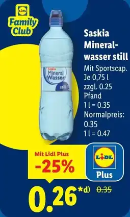 Lidl Saskia Mineralwasser still Angebot