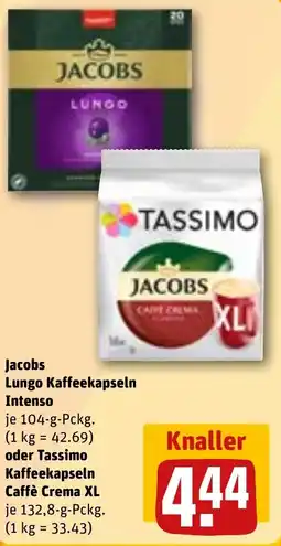 REWE Jacobs Lungo Kaffeekapseln Intenso oder Tassimo Kaffeekapseln Caffè Crema XL Angebot