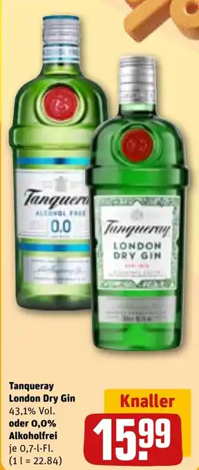 REWE Tanqueray London Dry Gin oder 0,0% Alkoholfrei Angebot