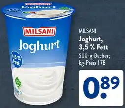 Aldi Süd MILSANI Joghurt, 3,5% Fett Angebot