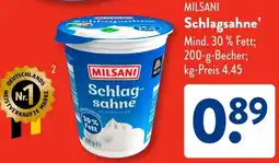 Aldi Süd MILSANI Schlagsahne Angebot