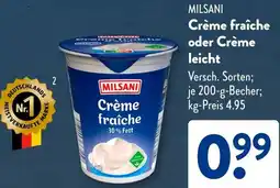 Aldi Süd MILSANI Crème fraîche oder Crème leicht Angebot